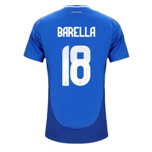 Fotbalové Dres Itálie Nicolo Barella #18 Domácí Oblečení ME 2024 Krátký Rukáv